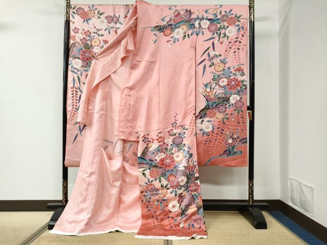 平和屋着物●豪華振袖　型染め　御所解鴛鴦花文　暈し染め　仮絵羽　逸品　未使用　CABC6868yc_3