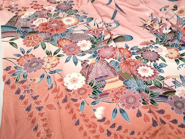 平和屋着物●豪華振袖　型染め　御所解鴛鴦花文　暈し染め　仮絵羽　逸品　未使用　CABC6868yc_5