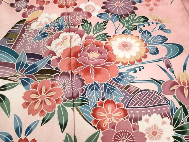 平和屋着物●豪華振袖　型染め　御所解鴛鴦花文　暈し染め　仮絵羽　逸品　未使用　CABC6868yc_4