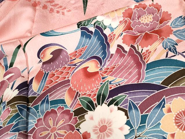 平和屋着物●豪華振袖　型染め　御所解鴛鴦花文　暈し染め　仮絵羽　逸品　未使用　CABC6868yc_8