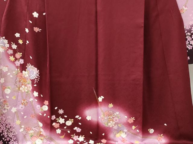 平和屋着物●豪華振袖　雪輪毬舞桜文　ラメ糸　暈し染め　金彩　正絹　逸品　CABC6869yc 平和屋着物○豪華振袖 雪輪毬舞桜文 ラメ糸 暈し染め 金彩 正絹 逸品