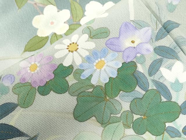 平和屋着物●訪問着　草花文　暈し染め　金彩　正絹　逸品　CABC6881yc 平和屋着物○訪問着 草花文 暈し染め 金彩 正絹 逸品 CABC6881yc