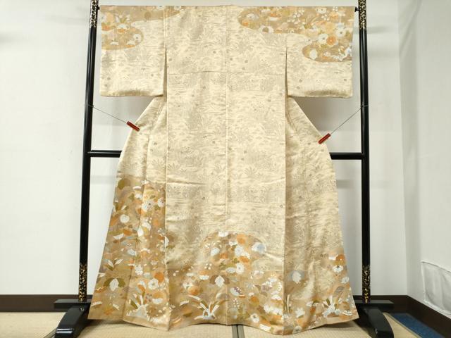 平和屋着物●訪問着　駒刺繍　貝合わせ橘花文　金彩　正絹　逸品　CABC6882yc