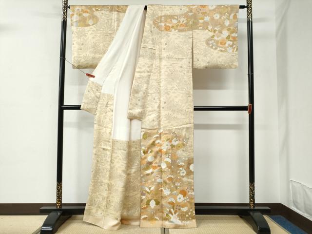 平和屋着物●訪問着　駒刺繍　貝合わせ橘花文　金彩　正絹　逸品　CABC6882yc_1