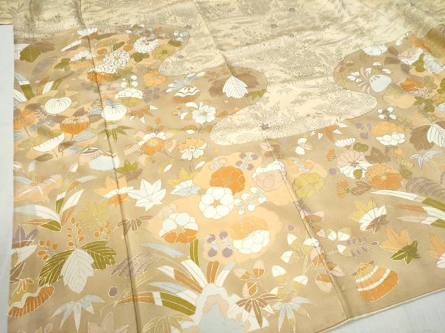 平和屋着物●訪問着　駒刺繍　貝合わせ橘花文　金彩　正絹　逸品　CABC6882yc_3