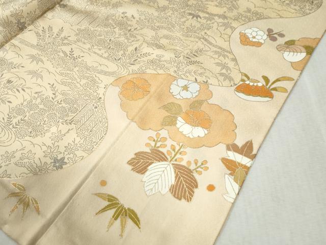 平和屋着物●訪問着　駒刺繍　貝合わせ橘花文　金彩　正絹　逸品　CABC6882yc_7