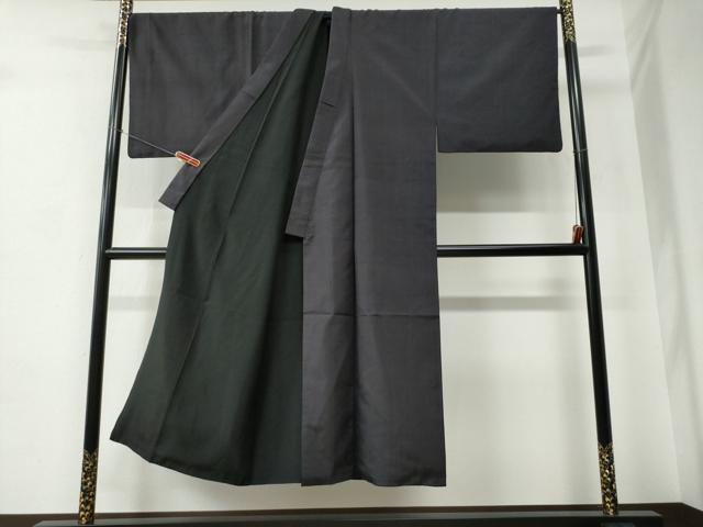 平和屋着物●男性　本手紡赤城紬　色無地　深紫色　証紙付き　キングサイズ　正絹　逸品　CABC6903yc_2