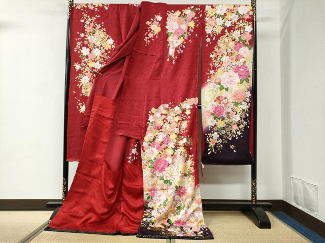 平和屋着物●豪華振袖　刺繍　束ね熨斗雪輪草花文　ラメ糸　暈し染め　金彩　仮絵羽　逸品　未使用　CABC6918yc 平和屋着物○豪華振袖 刺繍 束ね熨斗雪輪草花文 ラメ糸 暈し染め 金彩