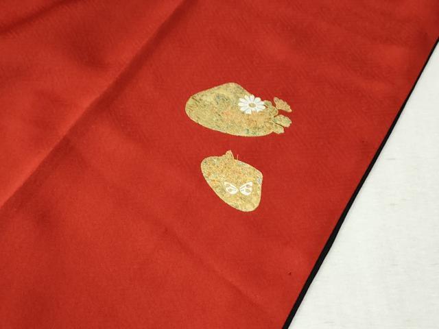 平和屋着物●上質な小紋　貝合わせ花文　黒地　金彩　ロング丈　正絹　逸品　CABC6969yc_6