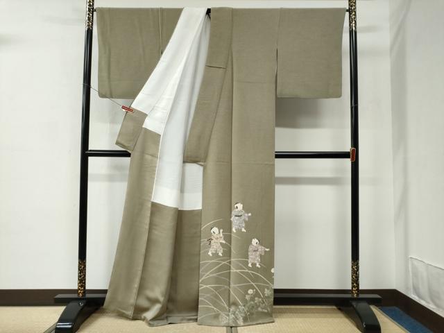 平和屋着物●色留訪問着　友禅　作家物　童子遊び　正絹　逸品　CABC7028yc_1