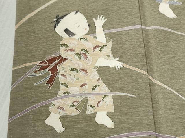 平和屋着物●色留訪問着　友禅　作家物　童子遊び　正絹　逸品　CABC7028yc_2