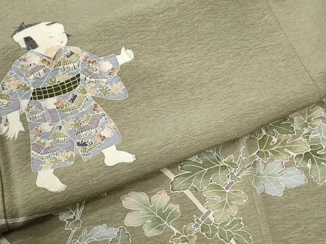 平和屋着物●色留訪問着　友禅　作家物　童子遊び　正絹　逸品　CABC7028yc_4