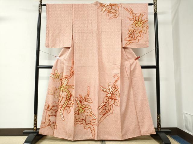 平和屋着物○豪華色留袖 友禅 刺繍 群れ鳥草木文 鬼しぼ縮緬