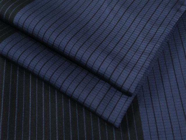 平和屋着物●本塩沢　縞　黒地　ロング丈　正絹　逸品　CABC7090yc 平和屋着物○本塩沢 縞 黒地 ロング丈 正絹 逸品 CABC7090yc 【公式通販】