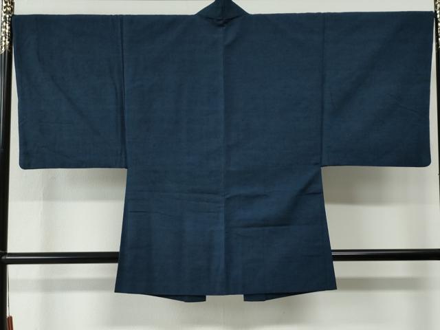 平和屋着物●男性　紬　アンサンブル　色無地　濃紺地　羽裏：虎　正絹　逸品　CABC7093yc_6