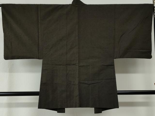 平和屋着物●男性　紬　髭紬羽織セット　色無地　赤墨色　正絹　逸品　未使用　CABC7097yc_6