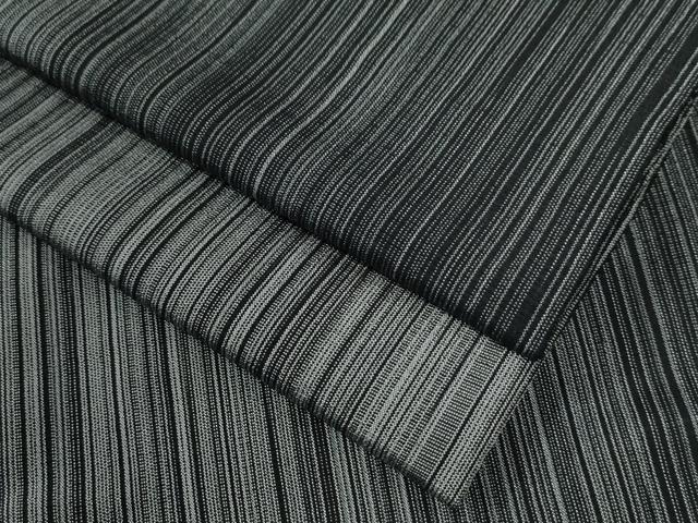 平和屋着物●本塩沢　縞　黒地　正絹　逸品　CABC7106yc