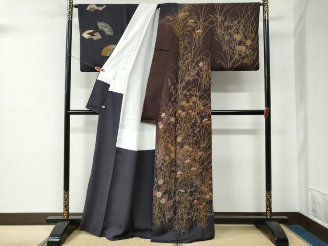 平和屋着物●史上初の女性友禅師 京都府伝統産業優秀技術者 京の名工 岡山武子 訪問着 地紙草花文 金彩 さが美扱い 正絹 逸品 CABC7117yc_1