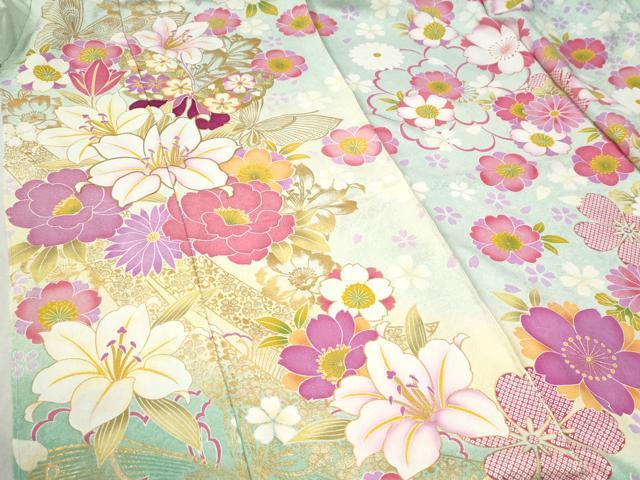 平和屋着物●豪華振袖　花蝶文　暈し染め　銀通し地　仮絵羽　逸品　未使用　CABC7128yc_5