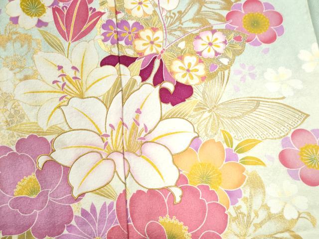 平和屋着物●豪華振袖　花蝶文　暈し染め　銀通し地　仮絵羽　逸品　未使用　CABC7128yc_4