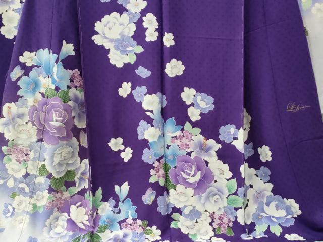 平和屋着物●豪華振袖　薔薇　牡丹花蝶文　ラメ糸　暈し染め　金彩　仮絵羽　逸品　未使用　CABC7134yc 平和屋着物○豪華振袖 薔薇 牡丹花蝶文 ラメ糸 暈し染め 金彩 仮絵羽