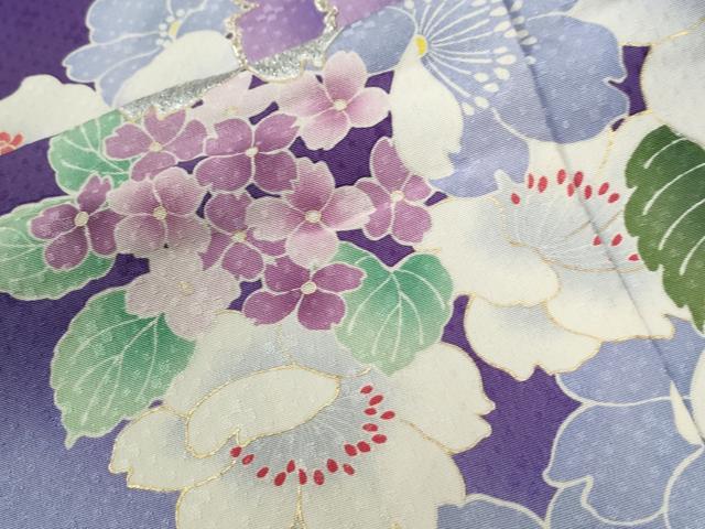 平和屋着物●豪華振袖　薔薇　牡丹花蝶文　ラメ糸　暈し染め　金彩　仮絵羽　逸品　未使用　CABC7134yc 平和屋着物○豪華振袖 薔薇 牡丹花蝶文 ラメ糸 暈し染め 金彩 仮絵羽