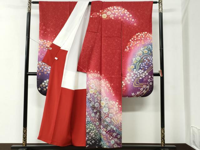 平和屋着物●豪華振袖　辻が花　絞り　暈し染め　金通し地　正絹　逸品　CABC7166yc_3