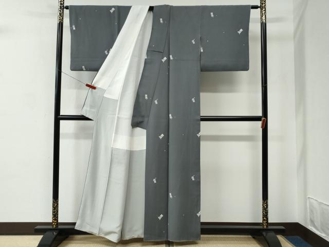 平和屋着物●上質な小紋　短冊舞花文　正絹　逸品　CABC7188yc_2