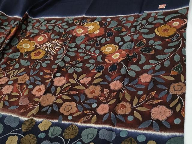 平和屋着物●訪問着　作家物　辻が花　暈し染め　鬼しぼ縮緬　正絹　逸品　CABC7189yc 平和屋着物○訪問着 作家物 孝美 辻が花 舞花文 正絹 逸品 AABF3610ck