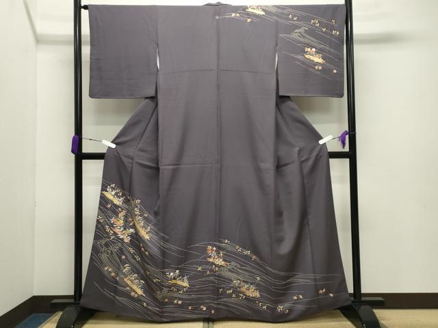 平和屋着物●訪問着　駒刺繍　花筏　金彩　正絹　逸品　CABC8014gh