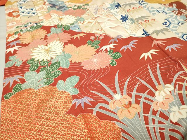 平和屋着物●豪華振袖　駒刺繍　雲重ね松竹梅文　金彩　正絹　逸品　CABC8058gh 平和屋着物○豪華振袖 駒刺繍 雲重ね松竹梅文 金彩 正絹 逸品