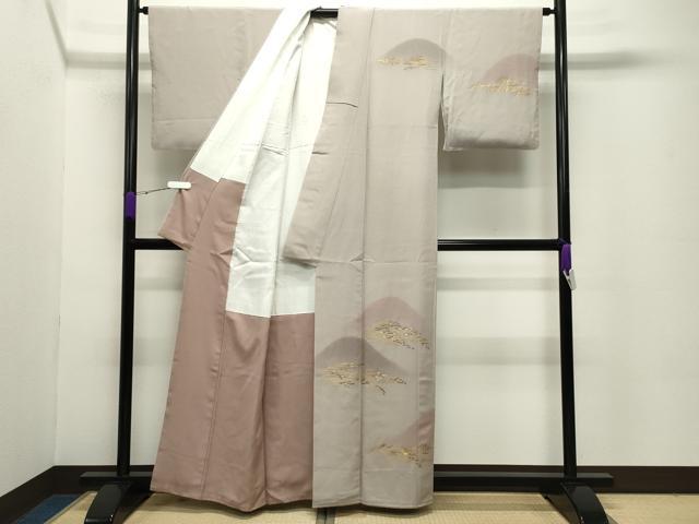 平和屋着物○訪問着 刺繍 稲穂 遠山風景文 暈し染め 金彩 正絹 逸品