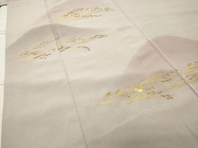 平和屋着物●訪問着　刺繍　稲穂　遠山風景文　暈し染め　金彩　正絹　逸品　CABC8097gh 平和屋着物○訪問着 刺繍 稲穂 遠山風景文 暈し染め 金彩 正絹 逸品