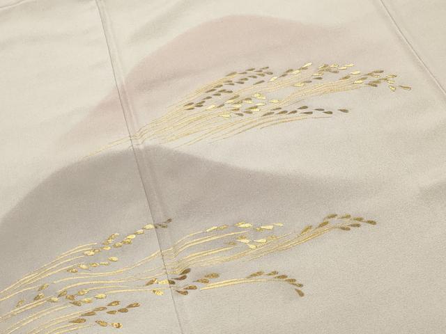平和屋着物●訪問着　刺繍　稲穂　遠山風景文　暈し染め　金彩　正絹　逸品　CABC8097gh 平和屋着物○訪問着 刺繍 稲穂 遠山風景文 暈し染め 金彩 正絹 逸品