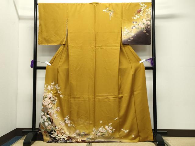 平和屋着物●訪問着　鈴　飛鶴花文　暈し染め　金彩　正絹　逸品　未使用　CABC8175gh
