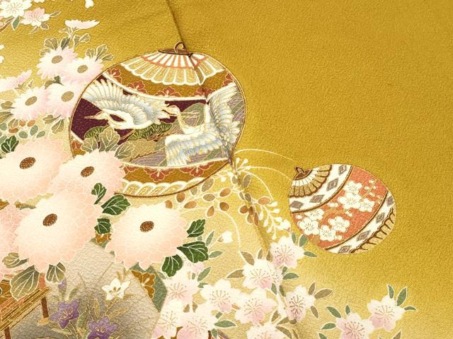 平和屋着物●訪問着　鈴　飛鶴花文　暈し染め　金彩　正絹　逸品　未使用　CABC8175gh_2