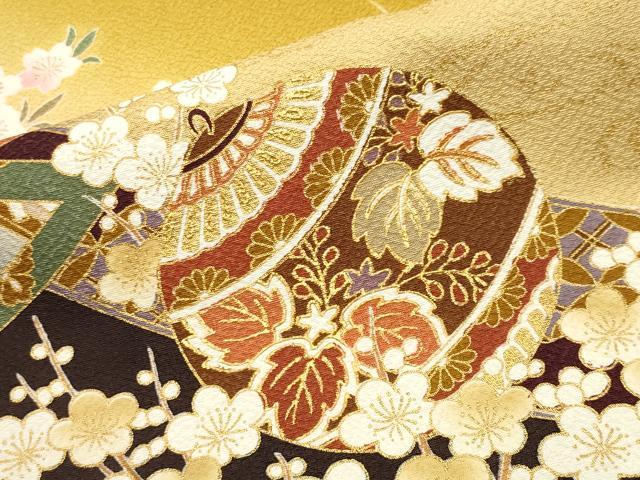 平和屋着物●訪問着　鈴　飛鶴花文　暈し染め　金彩　正絹　逸品　未使用　CABC8175gh_6