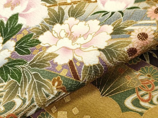 平和屋着物●訪問着　鈴　飛鶴花文　暈し染め　金彩　正絹　逸品　未使用　CABC8175gh_5