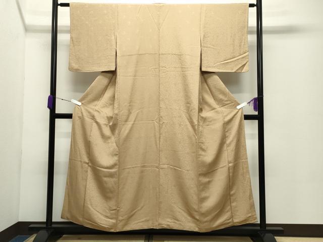 平和屋着物●上質な色無地　更紗花唐草地紋　飴色　正絹　逸品　CABC8203gh_1