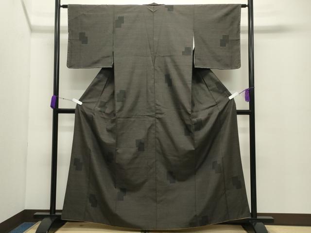 平和屋着物●上質な紬　色紙重ね文　正絹　逸品　未使用　CABC8205gh_1