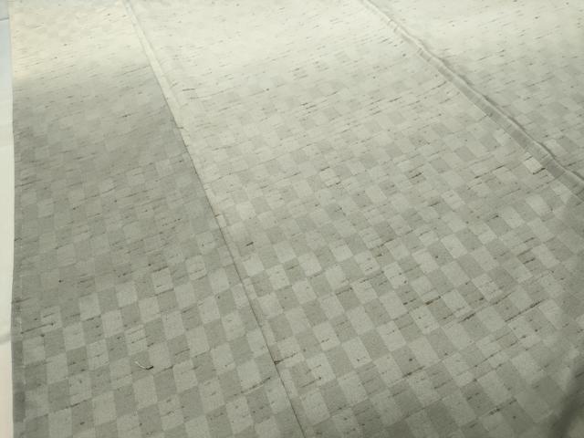 平和屋着物●訪問着　ぜんまい紬　市松霞文　正絹　逸品　CABC8221gh_3