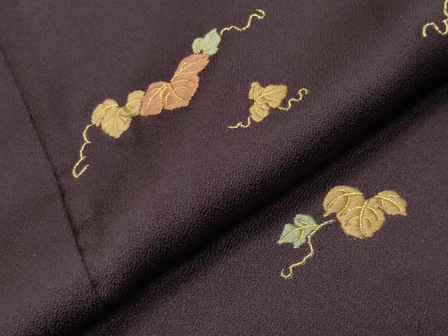 平和屋着物●訪問着　総刺繍　蔦の葉文　金糸　反端付き　正絹　逸品　未使用　CABC8252gh 平和屋着物○訪問着 総刺繍 蔦の葉文 金糸 反端付き 正絹 逸品 未使用
