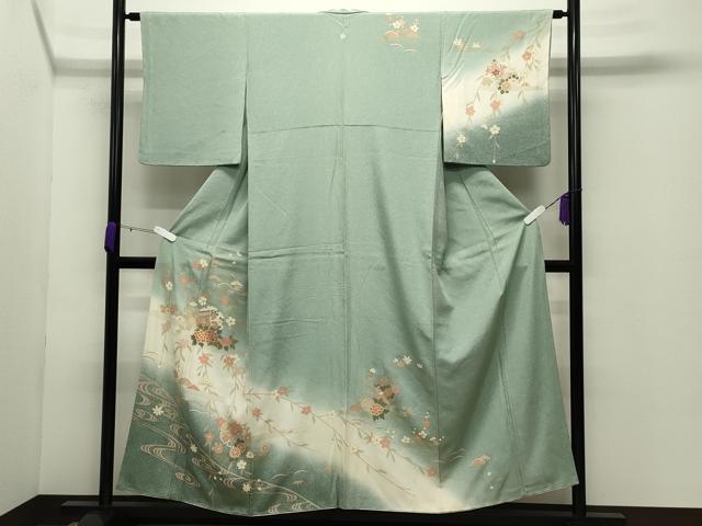 平和屋着物○訪問着 流水雪輪花文 暈し染め 金彩 正絹 逸品 CABC8256gh 