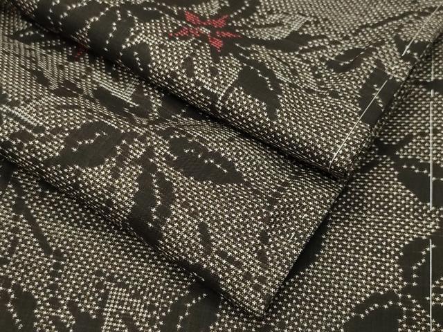 平和屋着物○本場大島紬 7マルキ 草花文 正絹 逸品 未使用 CABC8267gh