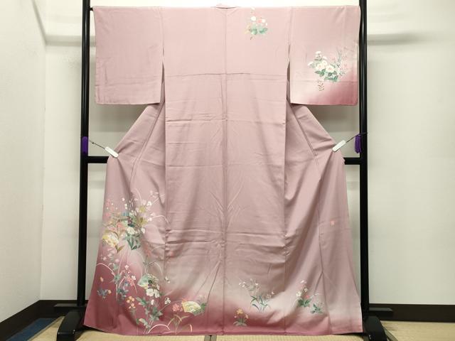 平和屋着物●訪問着　友禅　作家物　地紙人物花文　暈し染め　三越扱い　ロング丈　正絹　逸品　CABC8292gh