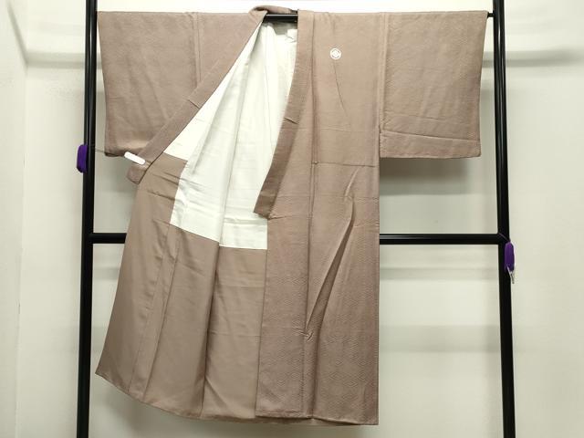 平和屋着物●男性　色紋付　菱地紋　紫染色　正絹　逸品　CABC8313gh_1