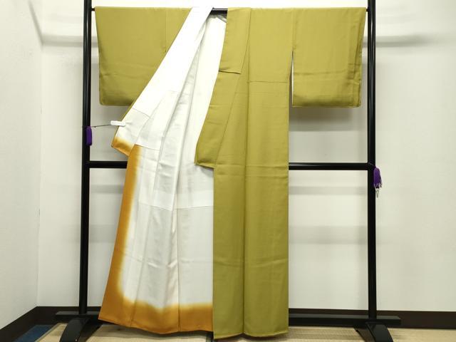 平和屋着物●上質な色無地　作家物　菜種油色　正絹　逸品　CABC8329gh 平和屋着物○上質な色無地 作家物 菜種油色 正絹 逸品 CABC8329gh