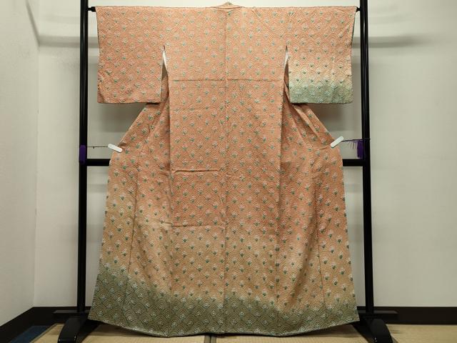 平和屋着物●訪問着　総絞り　孔雀羽文　暈し染め　正絹　逸品　CABC8354gh