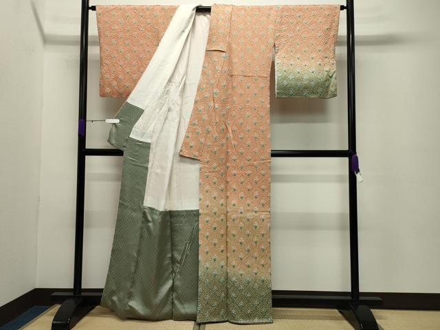 平和屋着物●訪問着　総絞り　孔雀羽文　暈し染め　正絹　逸品　CABC8354gh_1