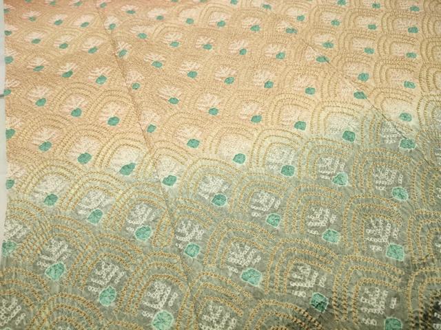 平和屋着物●訪問着　総絞り　孔雀羽文　暈し染め　正絹　逸品　CABC8354gh_3